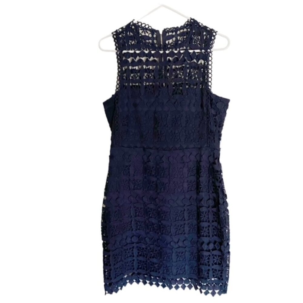 Lulu's Navy Pay Tribute Lace Crochet Dress Large - Picture 2 of 4